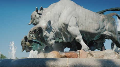 gefion fountain - a fountain near the harbor in copenhagen the sculptural composition of the fountai