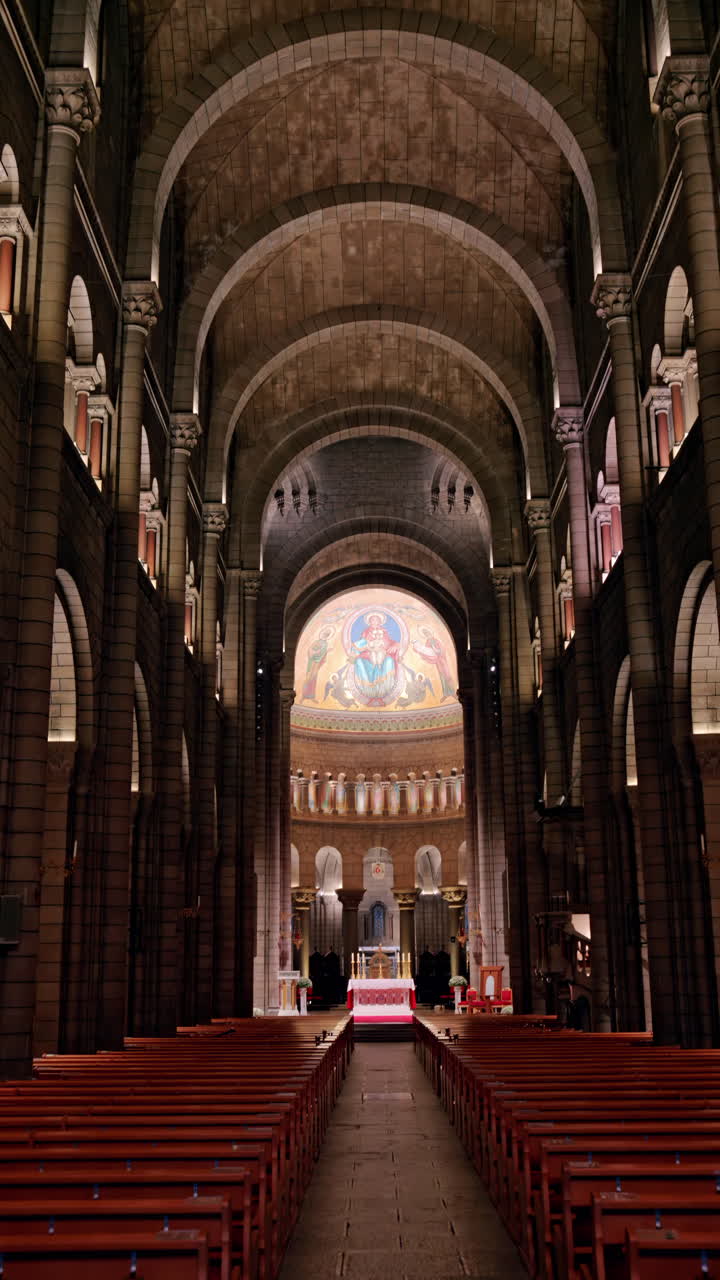 Monaco City, Monaco - October 14, 2024: The inside of the Monaco Cathedral in the Old Town. Vertical