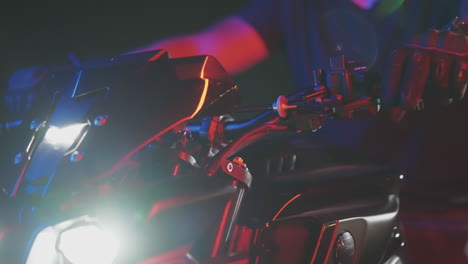 motorcyclist riding at night