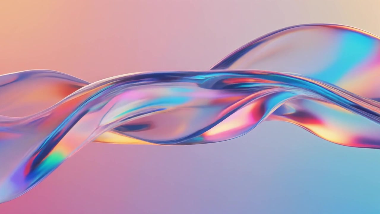 Abstract Iridescent Liquid Wave Flowing on Gradient Background