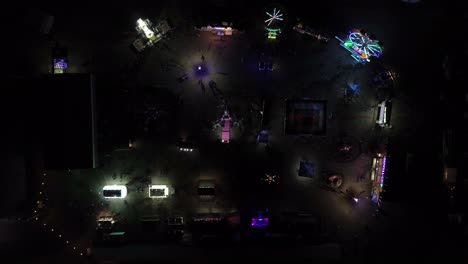 bulkley valley fairground top down view overhead with an aerial drone at night