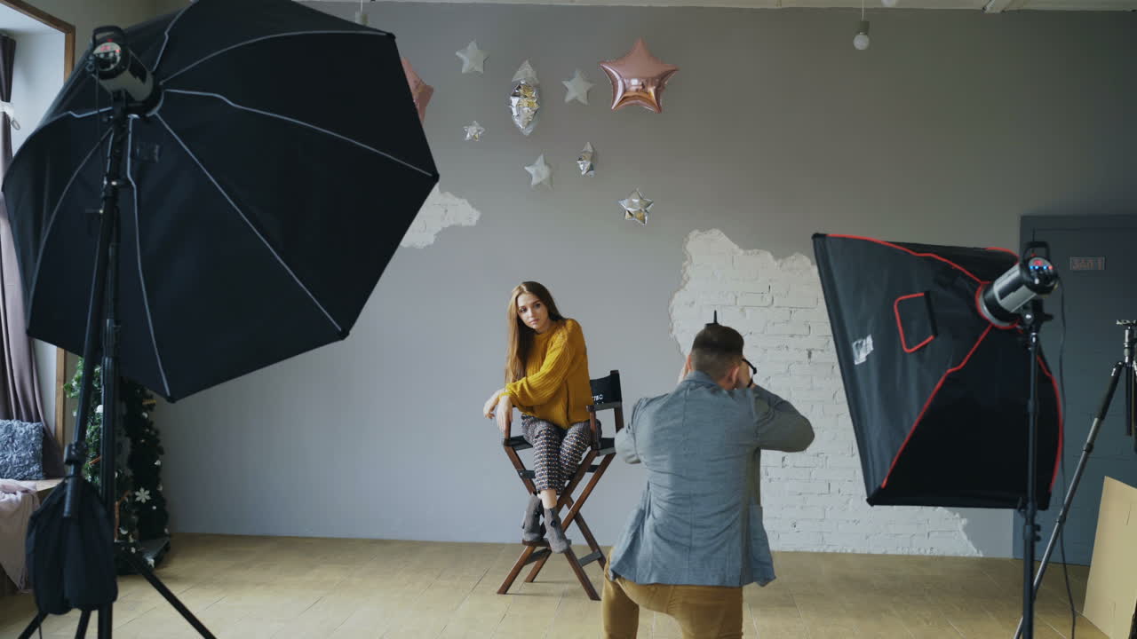 Professional photo shoot in a studio