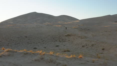 Aerial-of-a-person-walking-alone-on-a-hike-in-the-shade