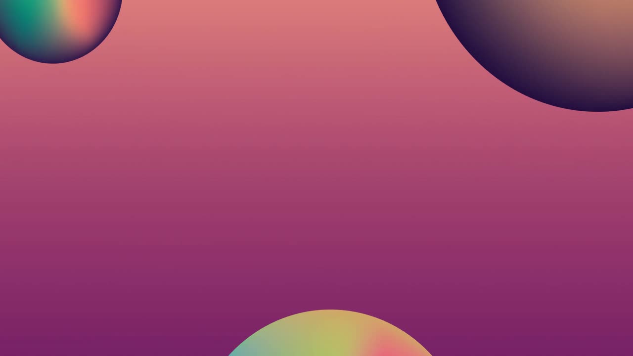 animación de esferas metálicas multicolores sobre un fondo de color rosa a púrpura