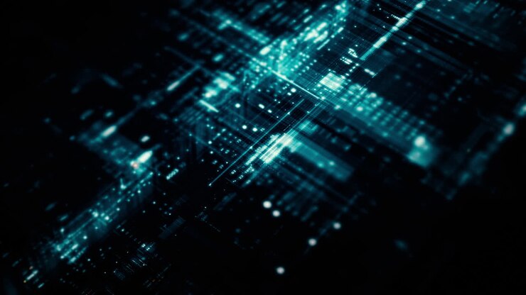 Futuristic screen display matrix, hi-tech digital data telemetry with encrypted numbers, display dynamic background for computer desktop screen display format