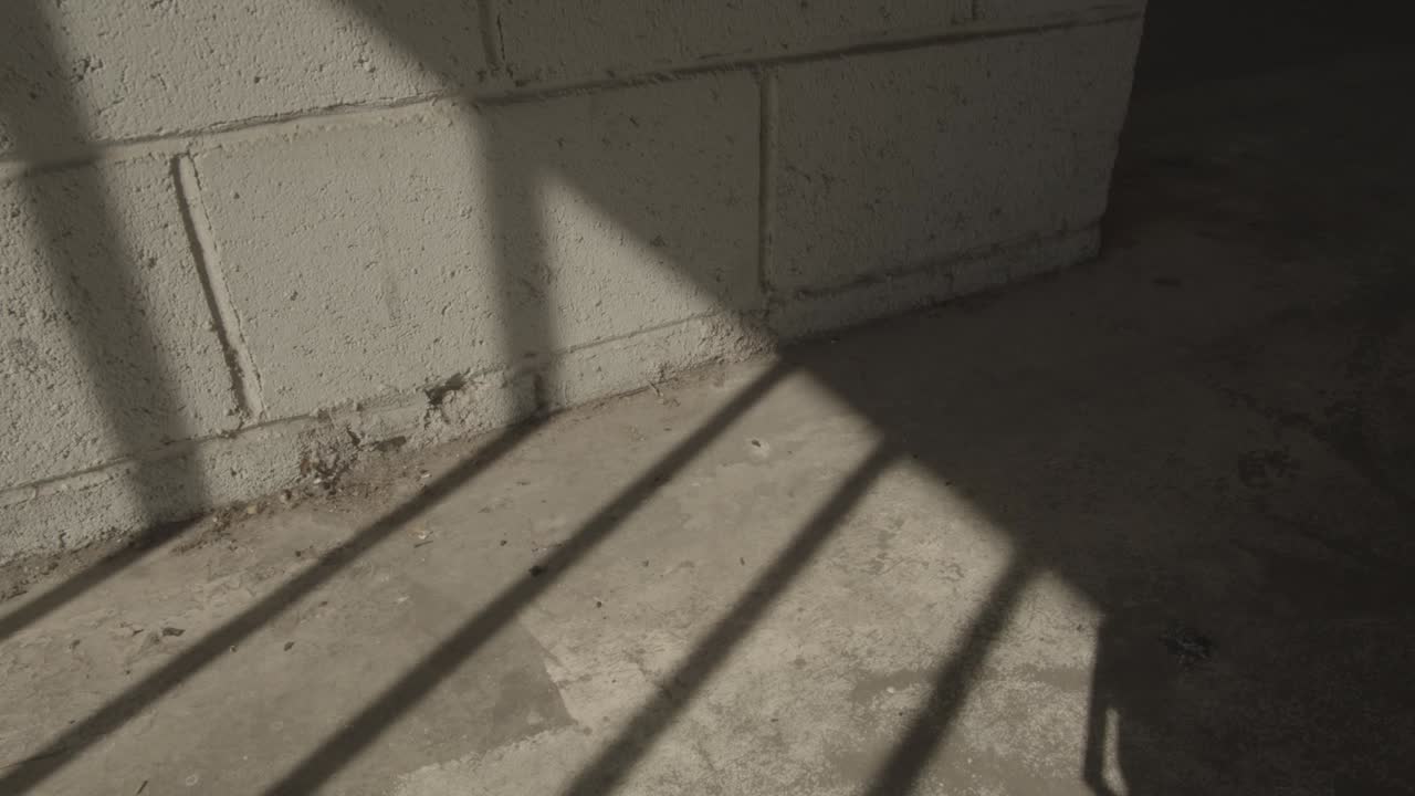 A shadow of metal grill. Jail door closing