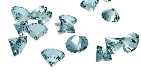 diamantes caindo lentamente isolados em fundo branco