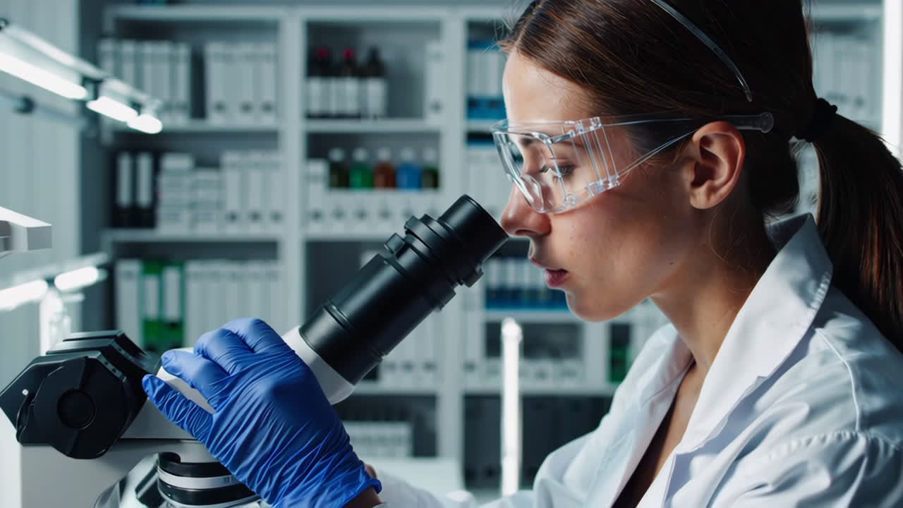 científico usando un microscopio en un laboratorio