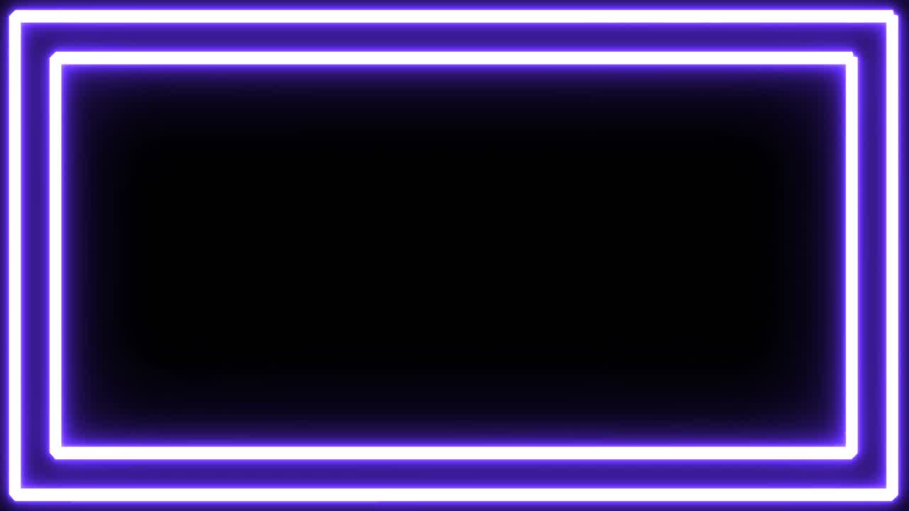 animación de un marco púrpura de neón brillante que parpadea en un bucle sin costuras sobre un fondo negro