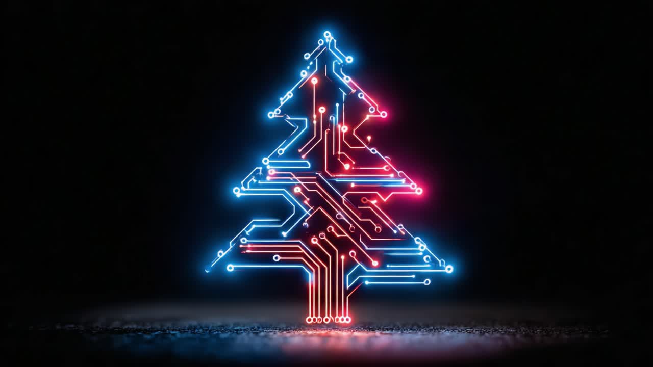 A Glowing Circuit Tree: Merging Technology and Nature in a Mesmerizing Display of Light and Design for the Holiday Season