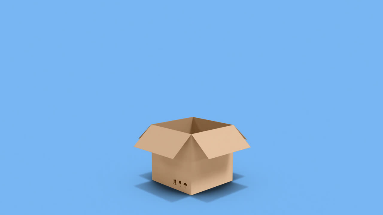 video generado digitalmente de una caja de cartón 4k
