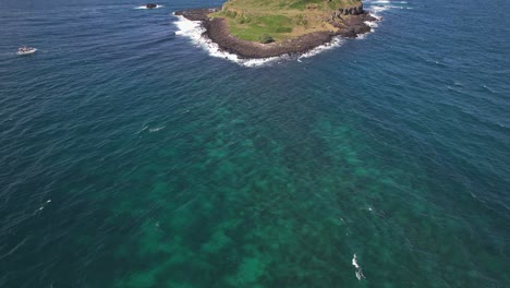 tilt-up revelando la toma de la isla de cook en la cabeza de finger, nueva gales del sur, australia