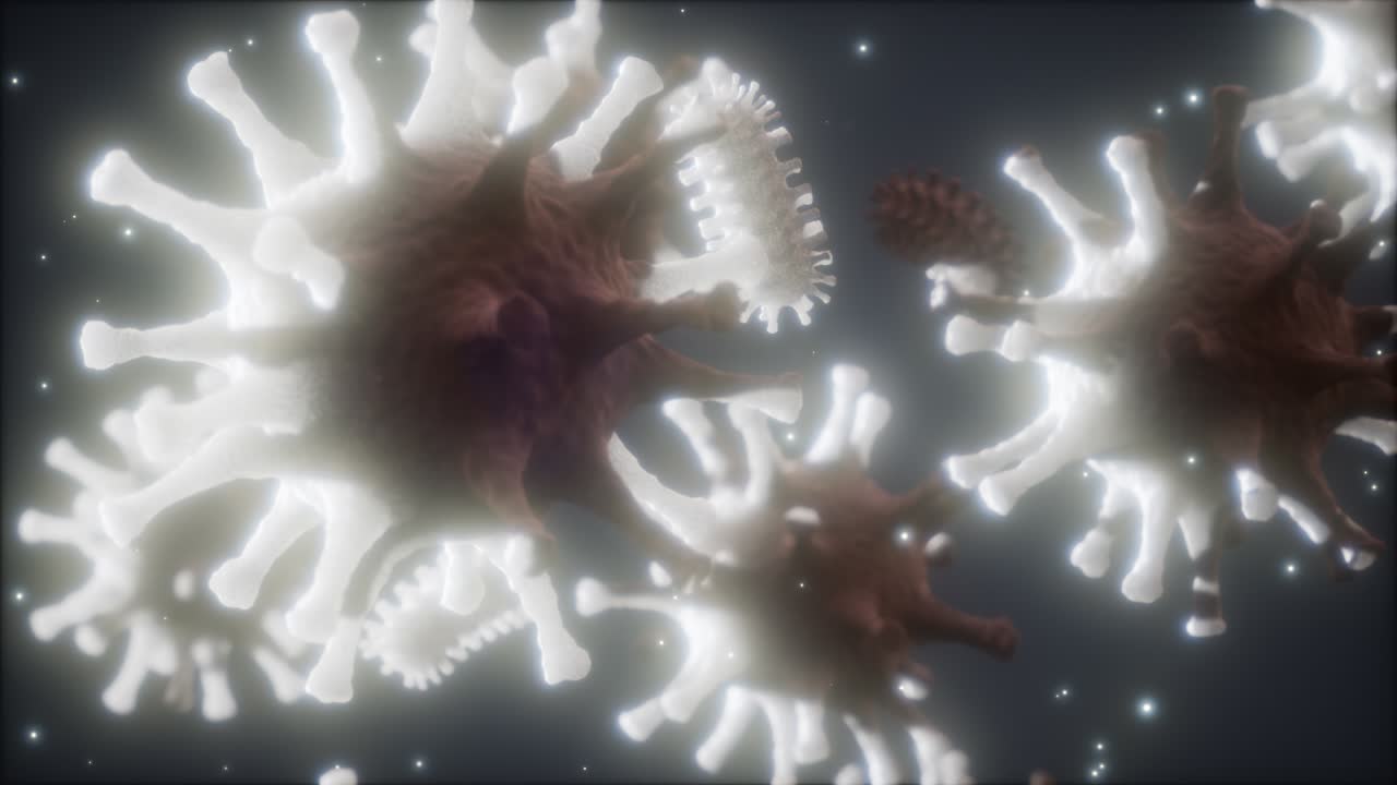 Bacteria virus or germs microorganism cells under microscope with depth