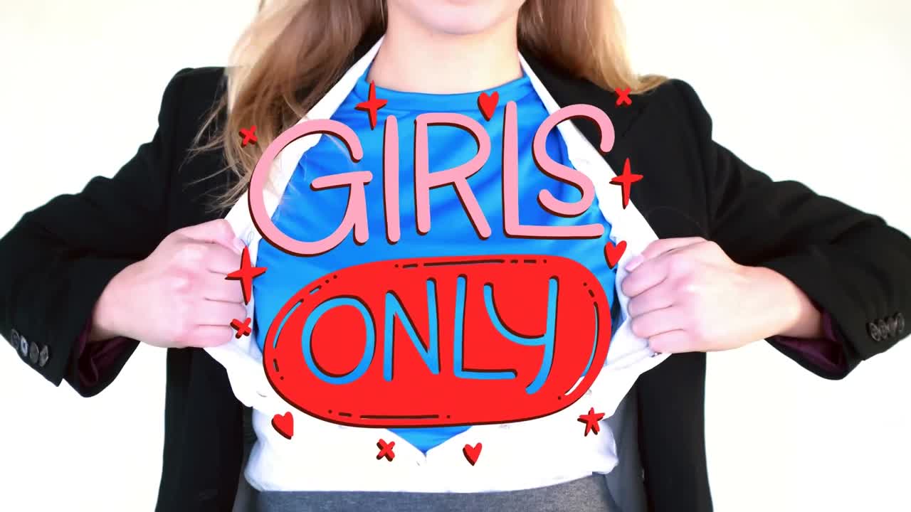 animación de niñas sólo texto sobre la mujer superhéroe