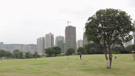 people walk in chongqing central park, china