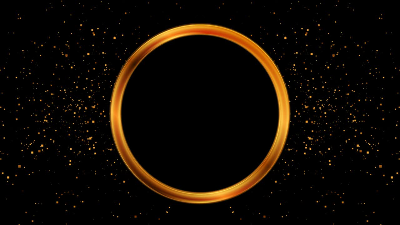 marco de círculo dorado y luces bokeh brillantes de diseño de movimiento