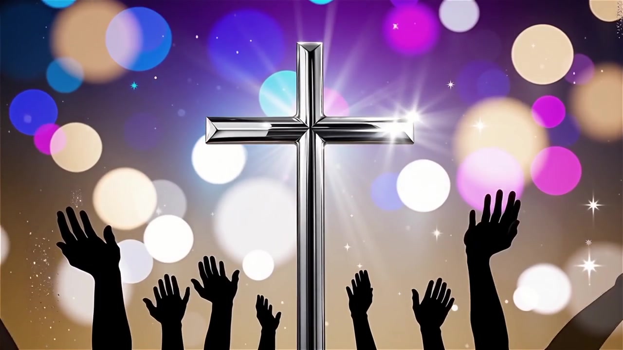 Christian Cross Heavenly Light Worship Background