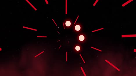 animación de círculos de carga y procesamiento de datos sobre rastros de luz roja y fondo oscuro