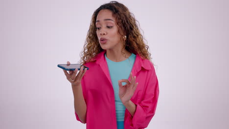 frustrated, woman and talking on speaker phone