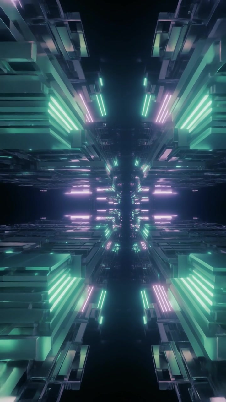 Futuristic Abstract Tunnel with Glowing Neon Lights