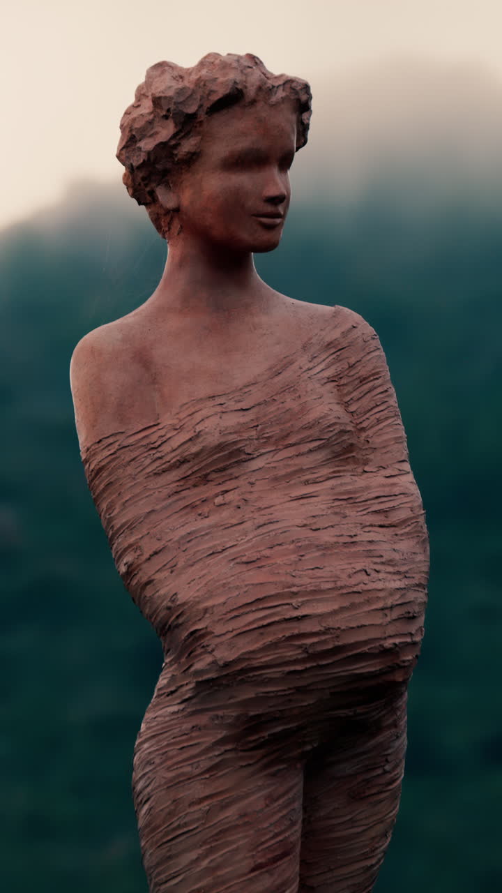 Woman statue by Jean-Philippe Richard in The Jardin Exotique d'Eze in France. Vertical