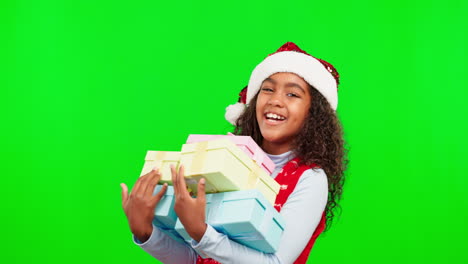Christmas,-green-screen-and-face-with-girl