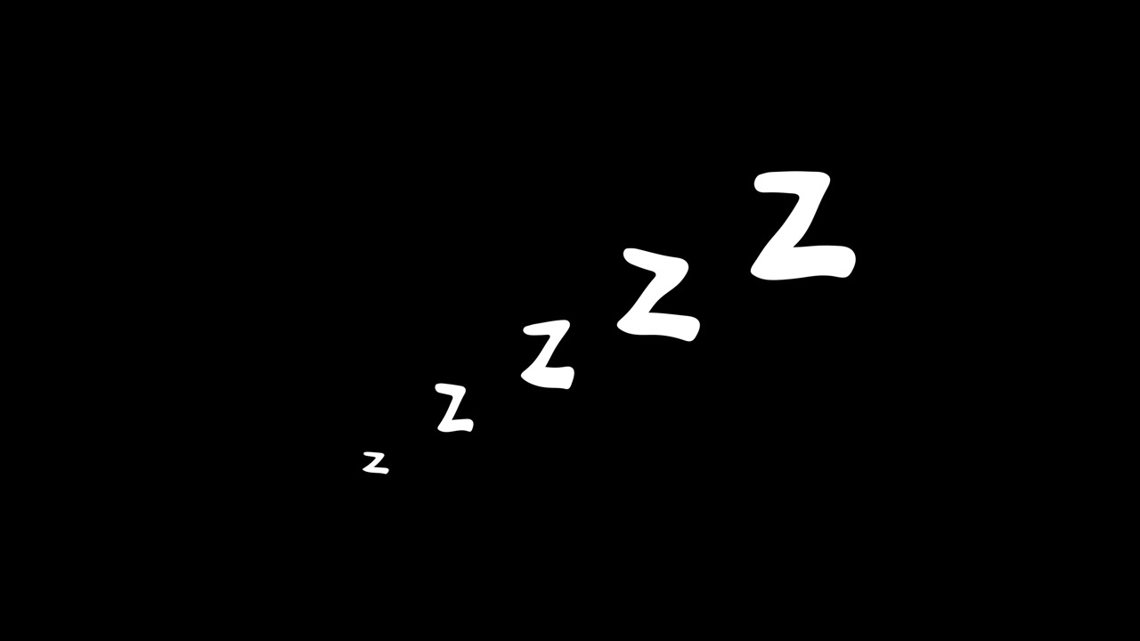 Animeret Zzz-søvnsymbol på sort baggrund