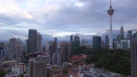 Urban-city-landscape-tv-tower,-skyscrapers