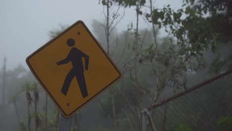 Menschen-überqueren-Schild-An-Nebligen-Tag