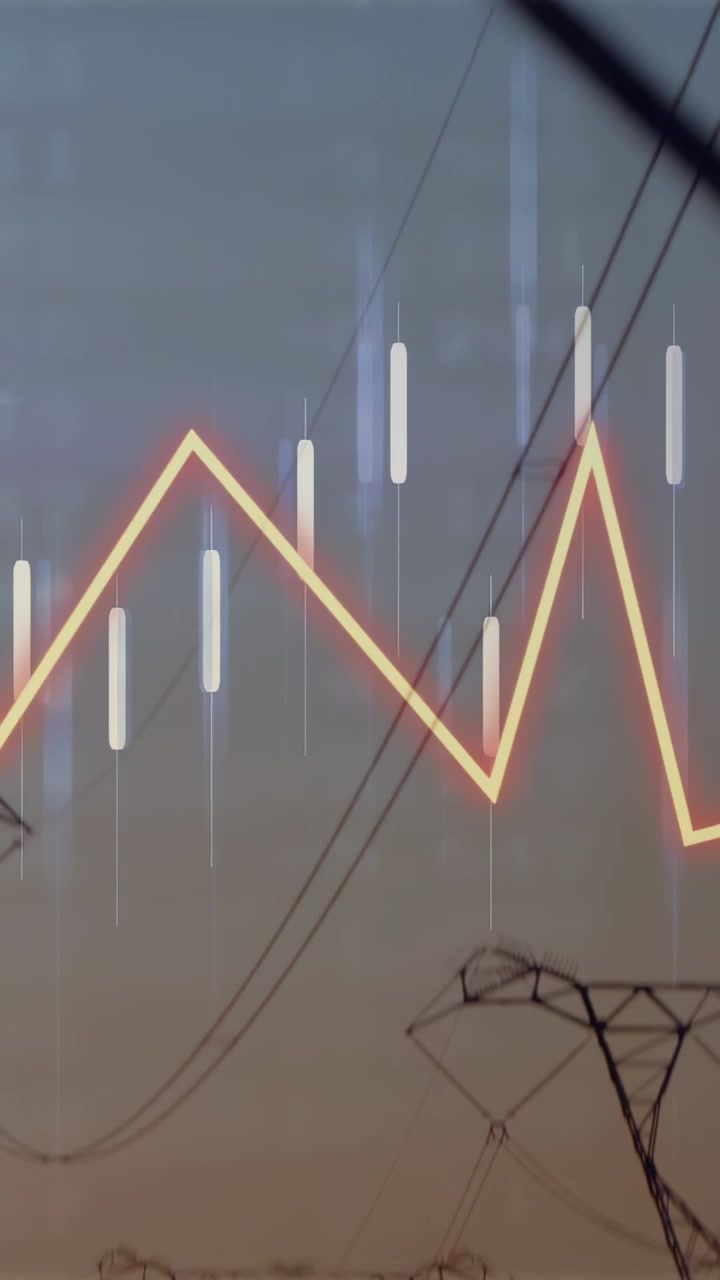 Vertical video: Cam pull starting pylons, data bars pulsing, orange line rising to show power trend
