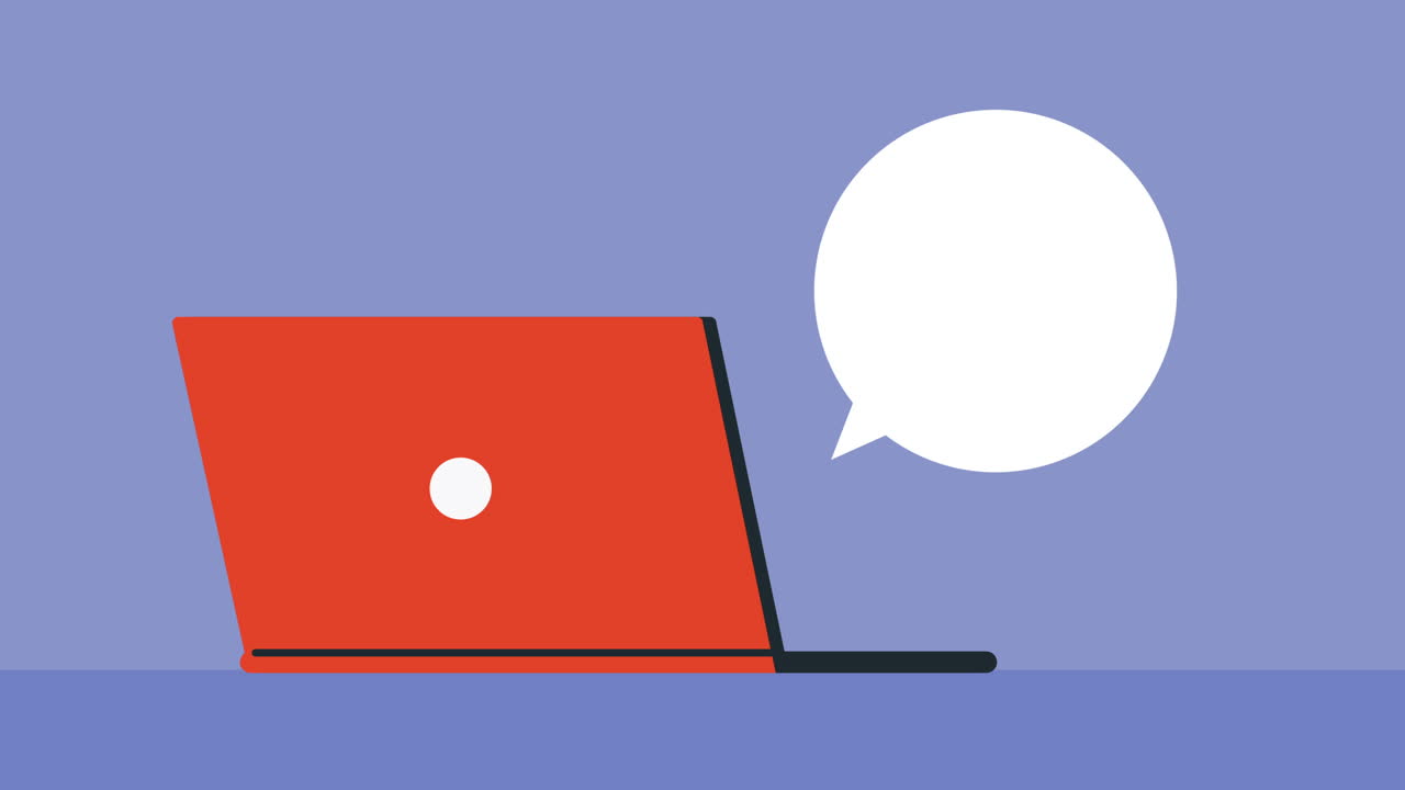 음성 버블 애니메이션을 가진 노트북