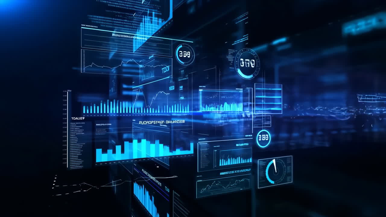 Futuristic Digital Data Analytics Display