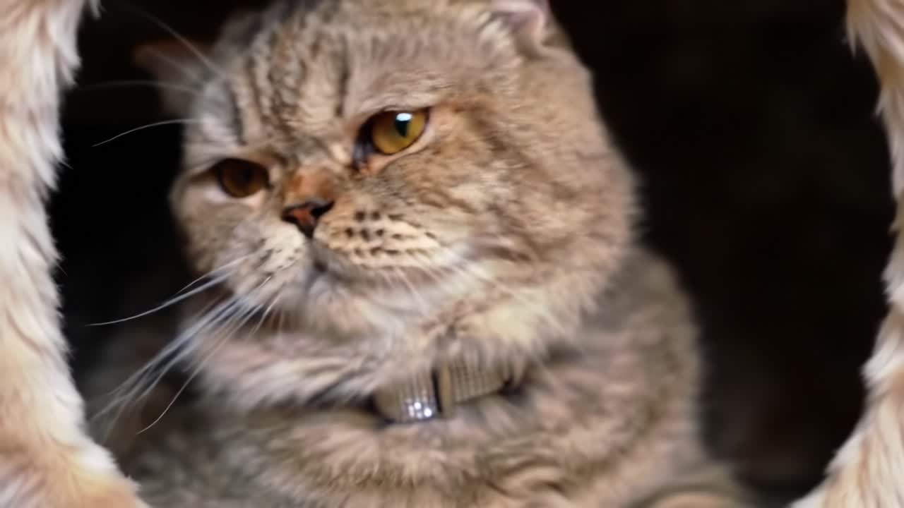 A Close-Up Exploration of a Feline's Expressions: From Curiosity to Contemplation in Two Captivating Frames