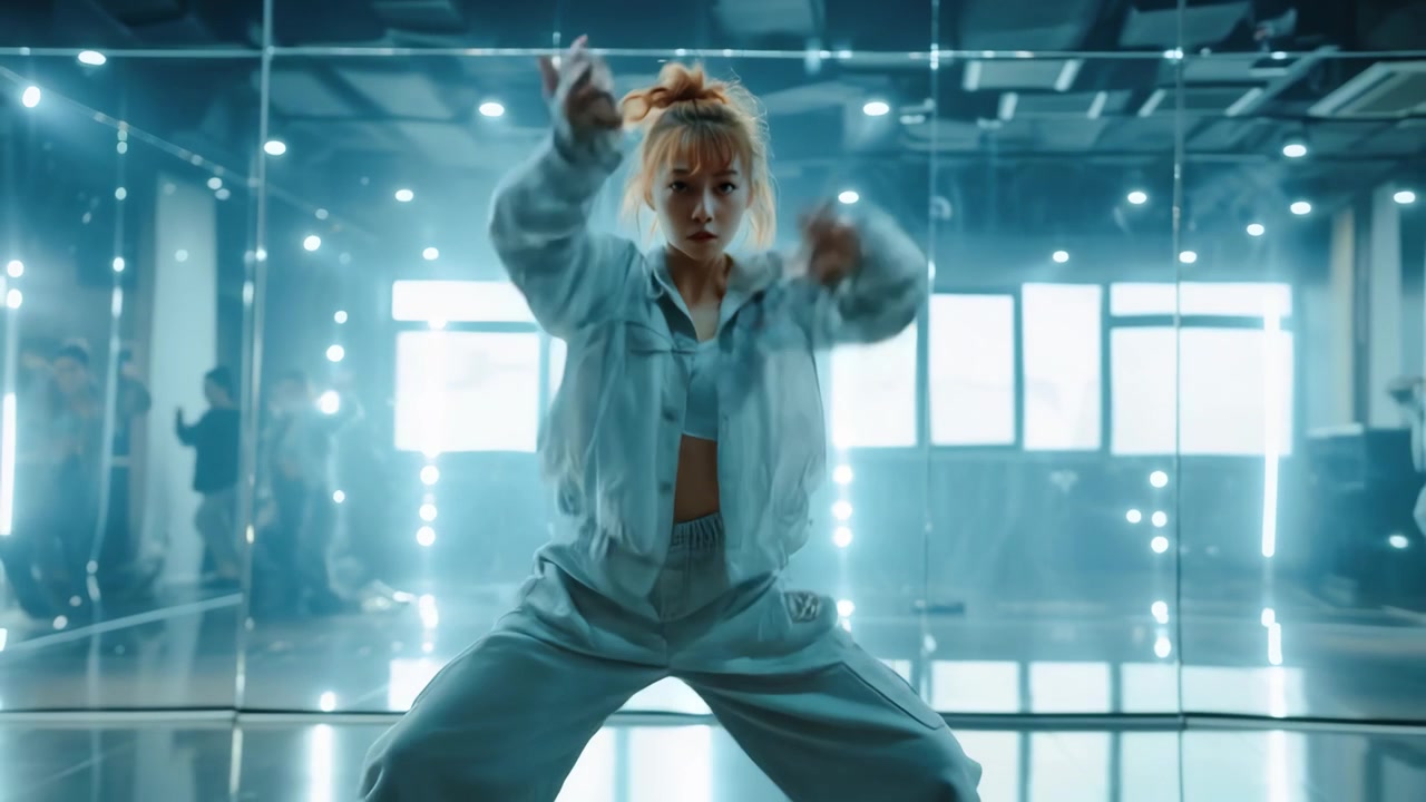 Energetic Female Dancer Performing Hip Hop in a Modern Studio