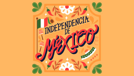 an animation of a flat lettering for mexico independence celebration