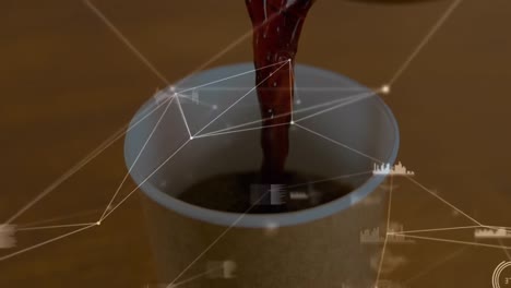 Animation-Des-Netzwerks-Von-Verbindungen-Und-Statistiken-Bei-Einer-Tasse-Kaffee