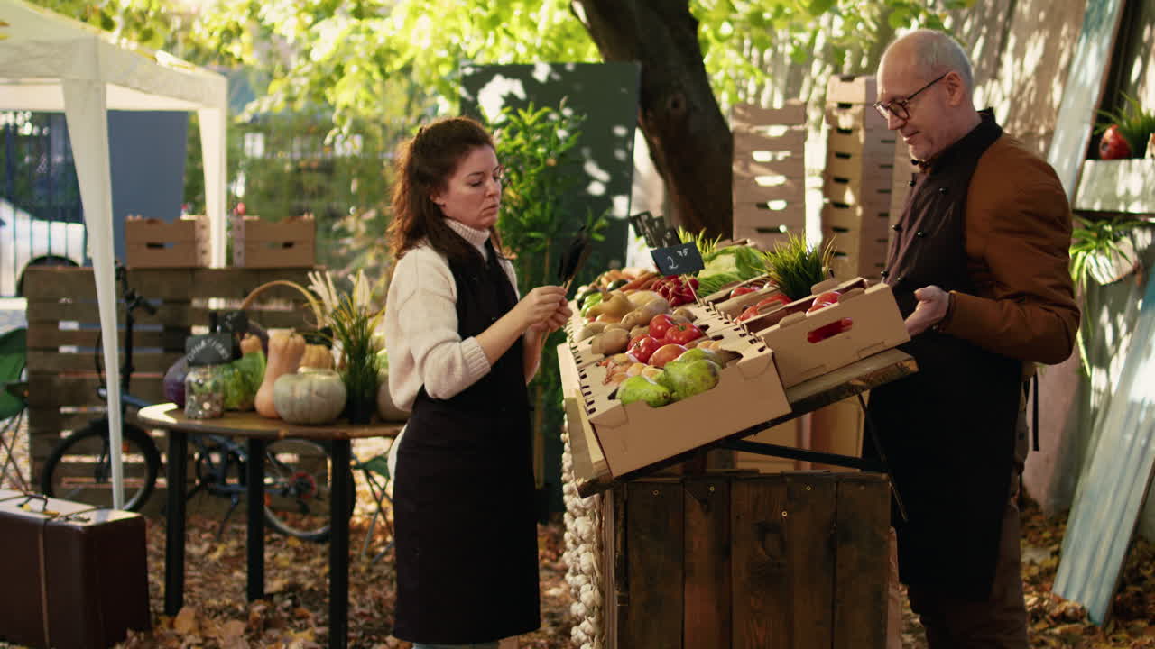 People Selling Fresh Produce at a Farmer's Market