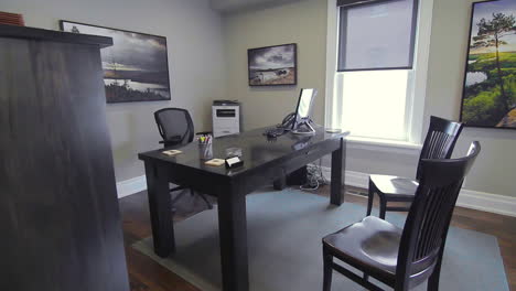 lawyer's office with a large wooden desk