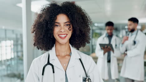 Hospital,-doctor-and-face-of-African-woman