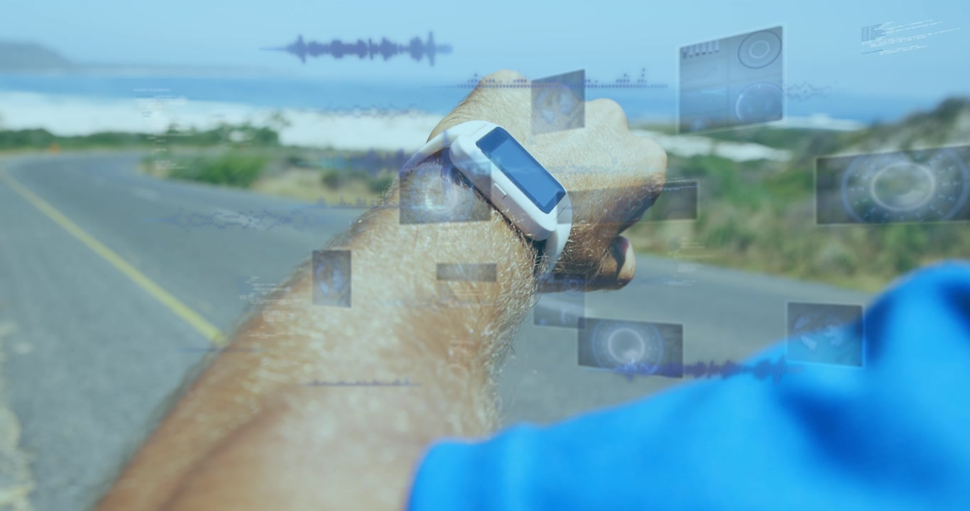 Animation of subscribe and data processing over man using smartphone