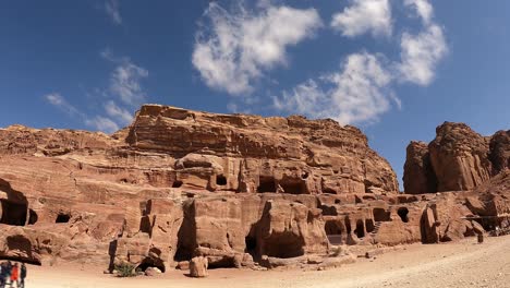 a view of the ancient royal tombs of petra, jordan - static time lapse