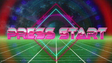 animation of press start in digital abstract space