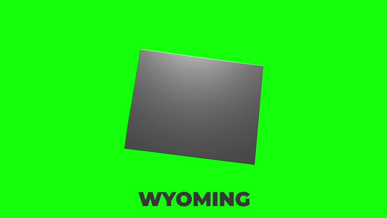 Wyoming State of the United States of America. Animated 3d silver location marker on the map. Easy to use with screen transparency mode on your video.