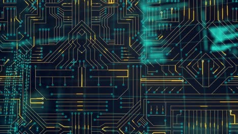 animation of data processing over microprocessor connections against grey background