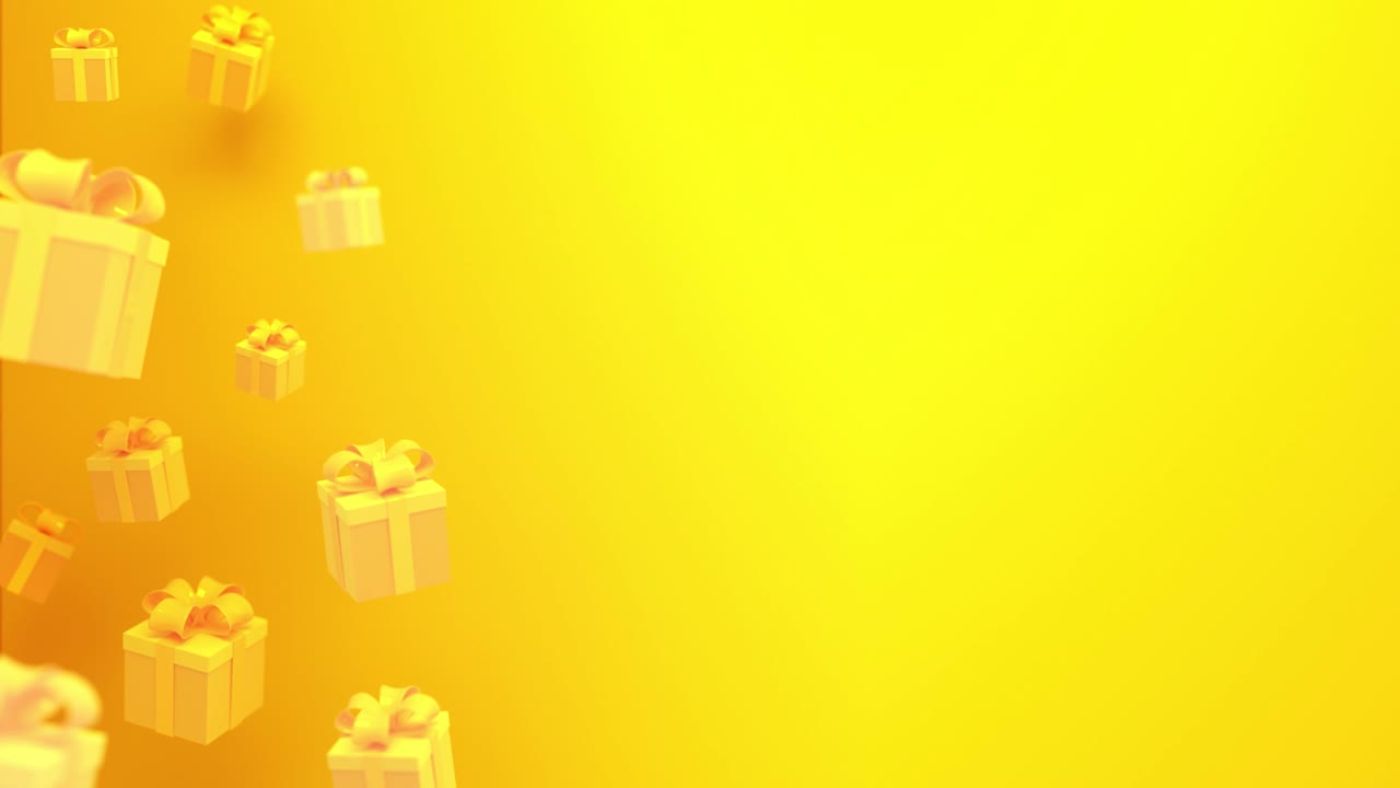 밝은 배경에 있는 선물들은 천천히 회전합니다.