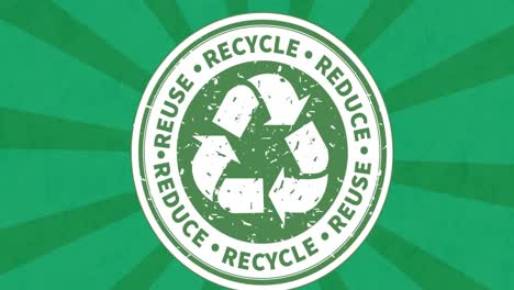 animation of recycling symbol on green background