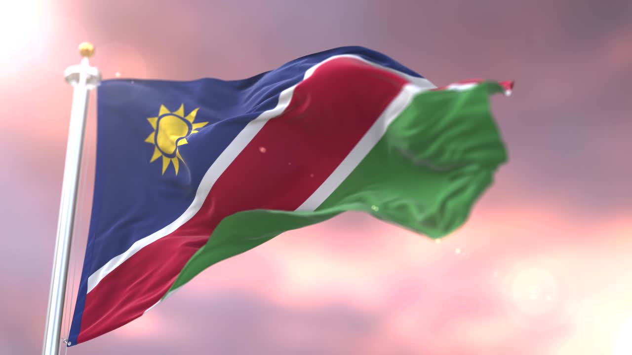 나미비아의 발이 바람에 흔들리고 서서히 해가 지면, 루프