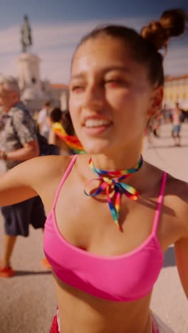 woman at pride celebration