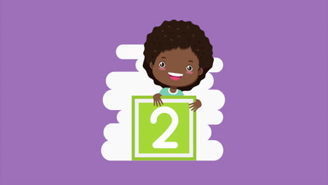 afro little girl with two block character