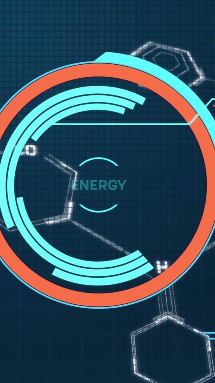 Animation of data processing over chemical formula on black background